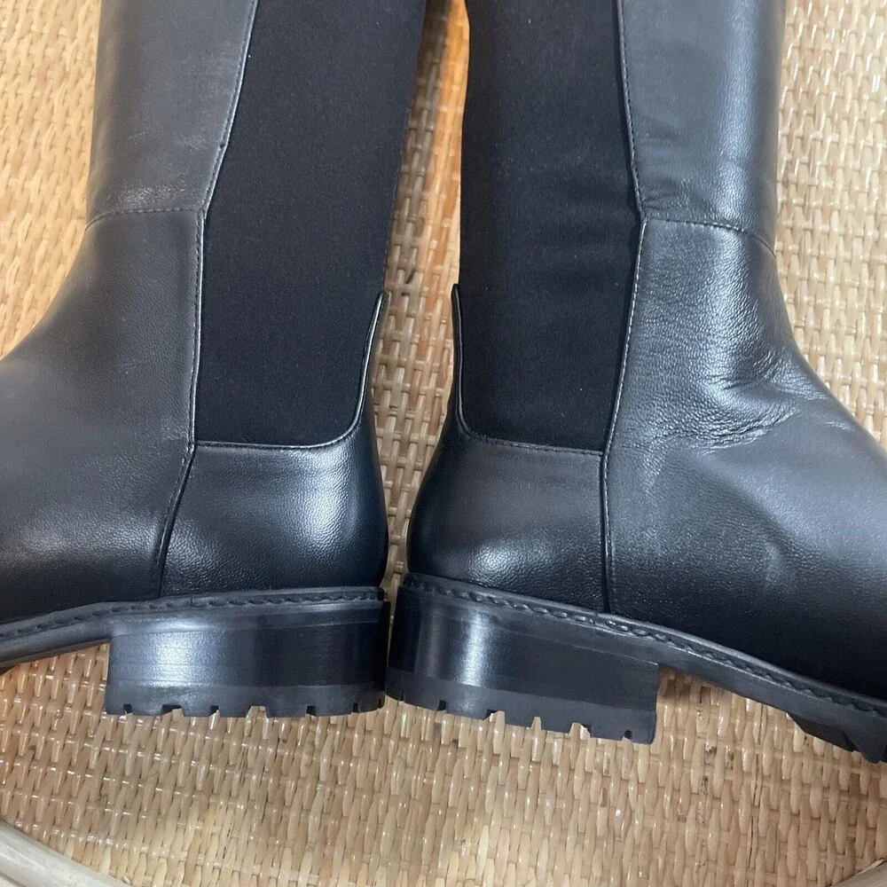 Stuart Weitzman Schizo Black Leather Over The Knee Boot Sz 4 New W/Out Tag